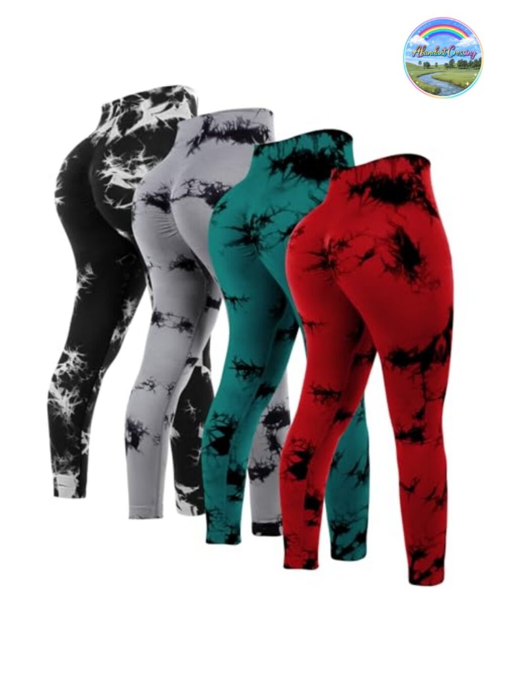 4 Pcs Tie Dye High Waisted Seamless Leggings for Women, Scrunch Butt Lifting
